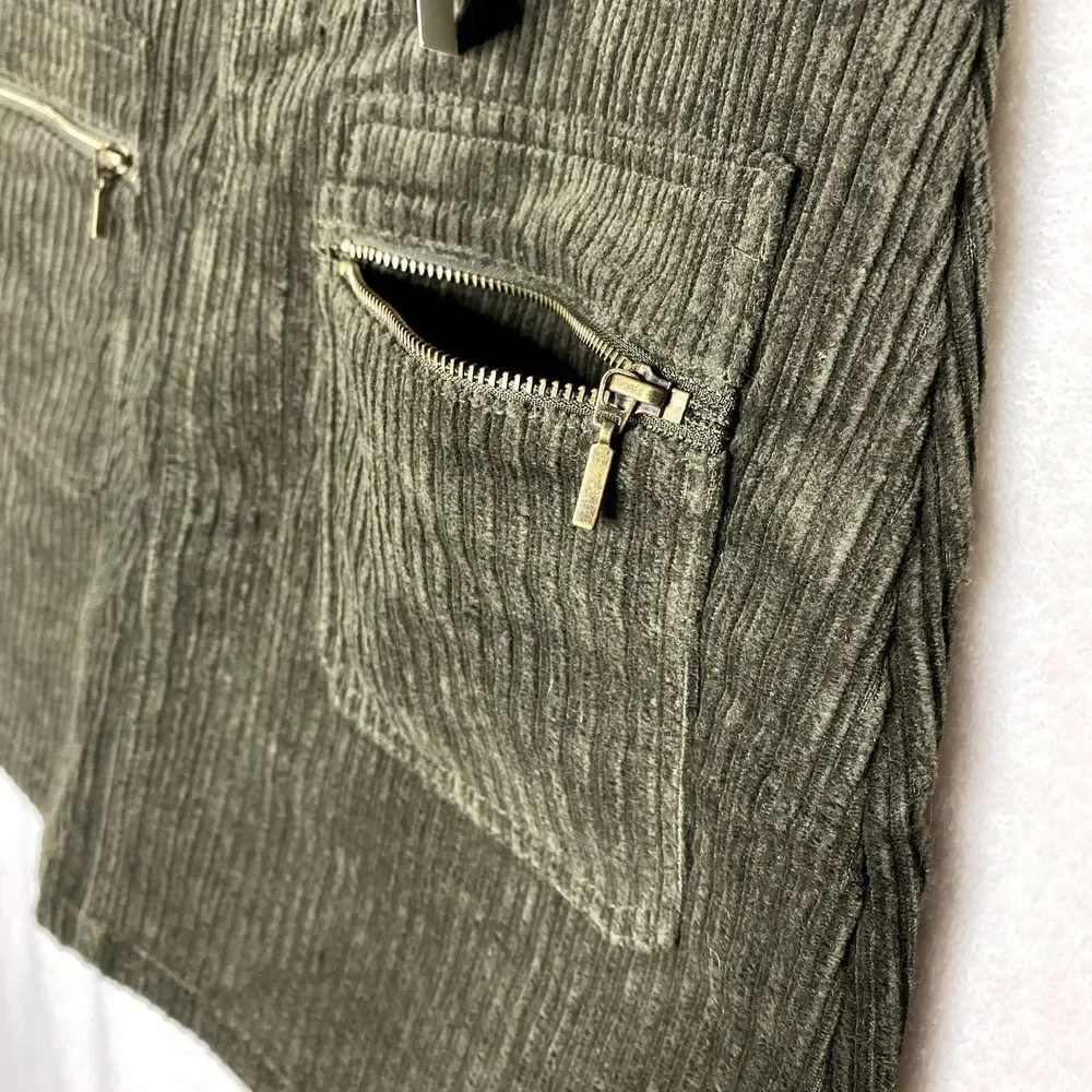 Francesca's Mi Ami Tamm Zip Corduroy Mini Skirt Green Small New Academia Fall